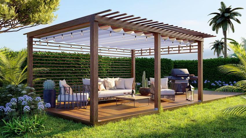 Espacios exteriores grandes, soluciones inteligentes: pergola palillera de Gravent