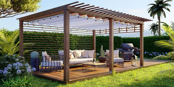Espacios exteriores grandes, soluciones inteligentes: pergola palillera de Gravent