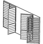 Celosías de madera con marco corrugable horizontal dibujo